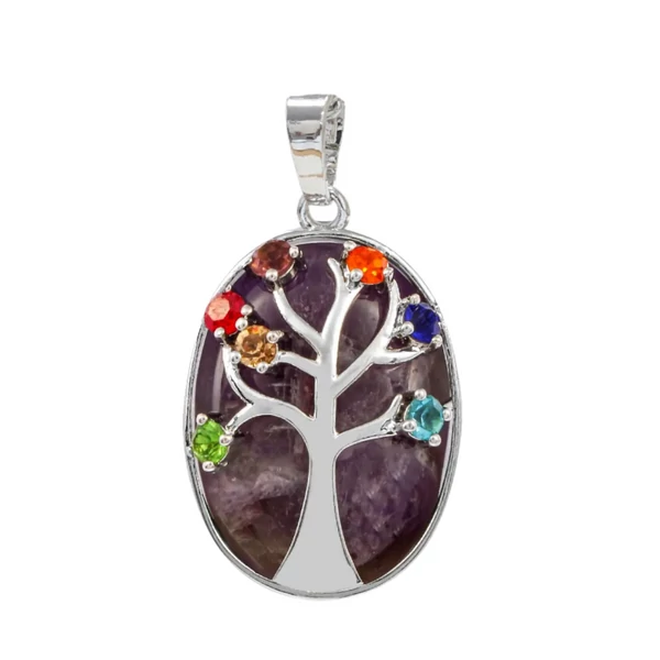 Ametiszt életfa medál csakra kristályokkal