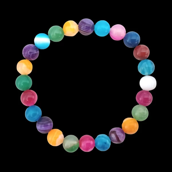 Színes fényes achát karkötő közepes