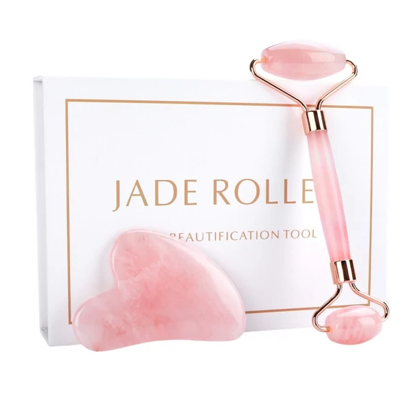 Rózsakvarc arc-és Gua-sha masszírozó szett