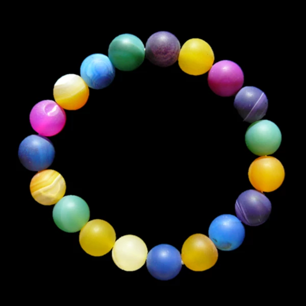 Színes matt achát karkötő vastag