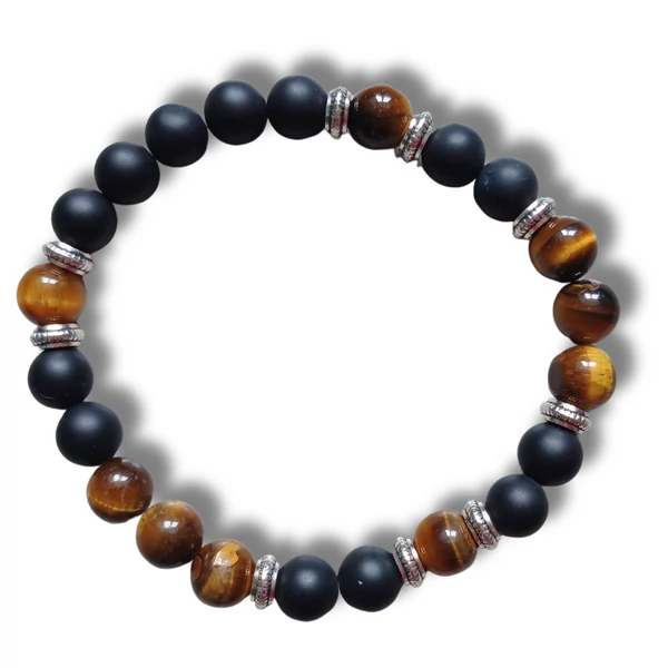 Matt ónix karkötő tigrisszemmel