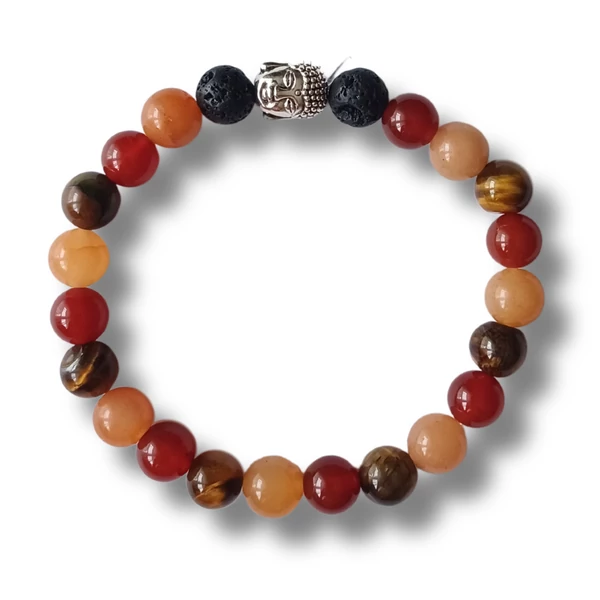 Pozitív energia karkötő lávakővel és Buddhával