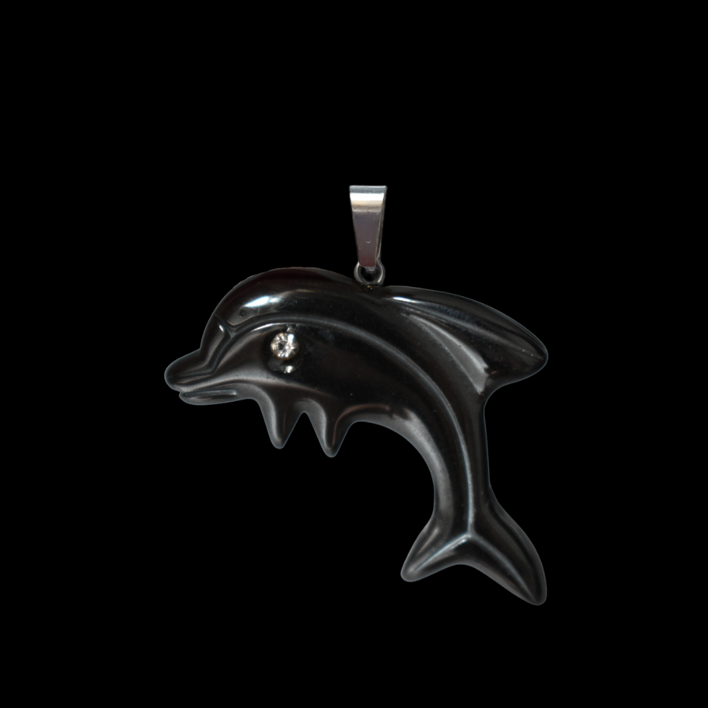 Hematit medál delfin