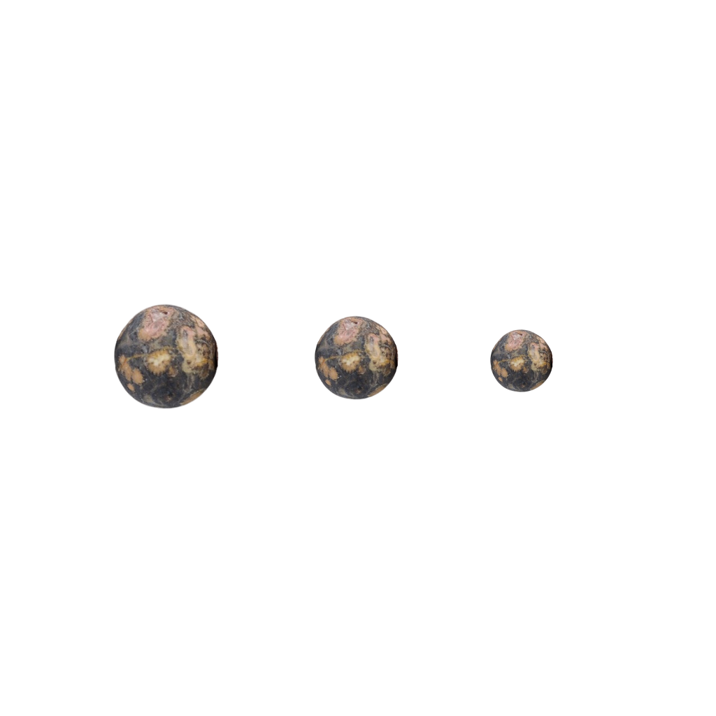 Matt leopárdjáspis, gömb alakú ásványgyöngyök