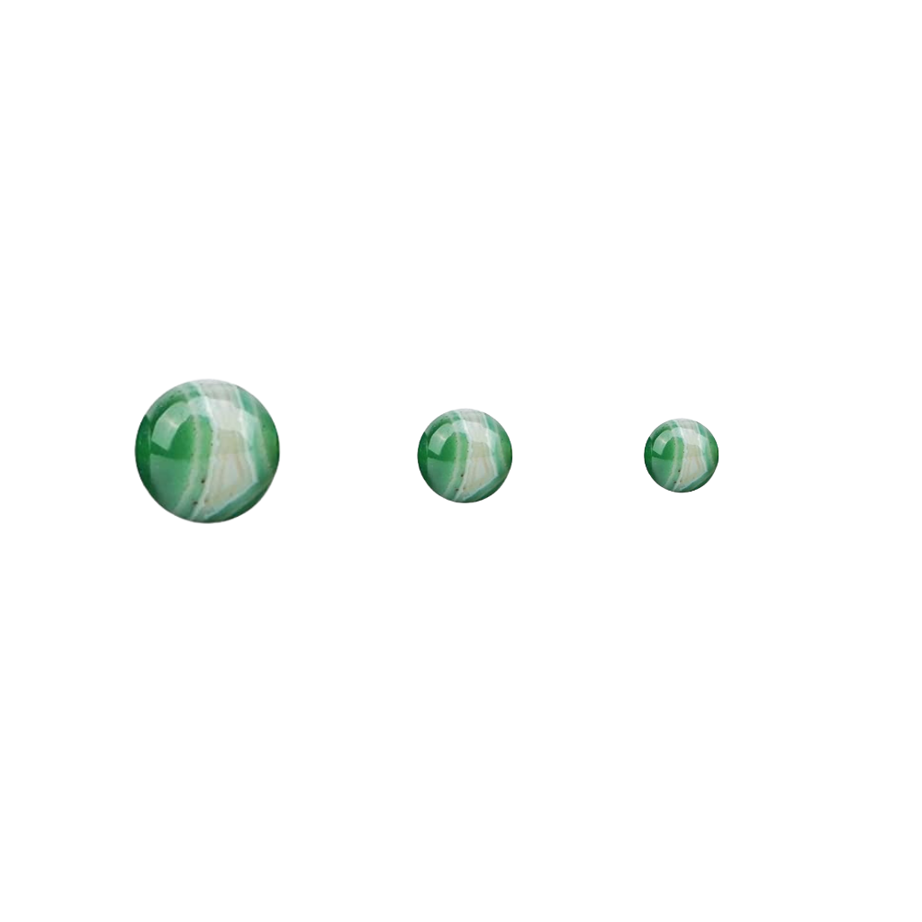 Zöld színű achát, gömb alakú ásványgyöngyök